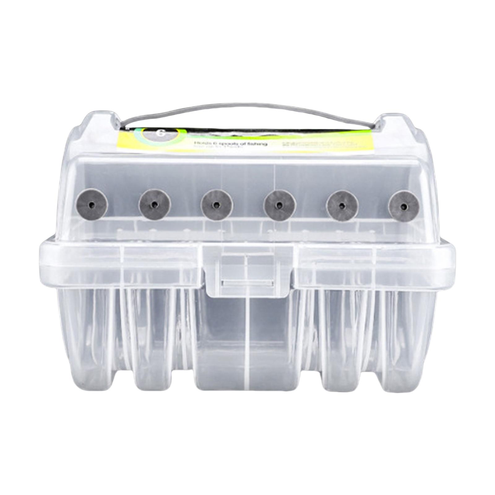 

Коробка для хранения лески 6 слотов Чехол для лески Прозрачный органайзер для лески 6 отделений Коробка для лески для рыболовных снастей