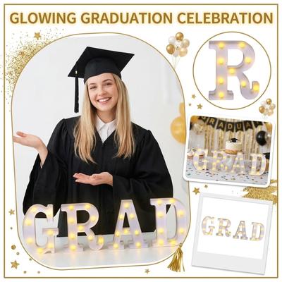 PROM 2026 Graduation Decor: 8 LED Light-Up Letters, Graduation Decorations For The Class Of 2026; Ideal For Preschool, High School, And College