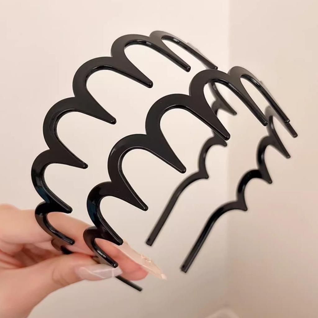 2Pcs Headband with Teeth Slip Resistant Wavy Plastic Hair Hoop Women Hairpiece Accessory For Festival Event Daily Use