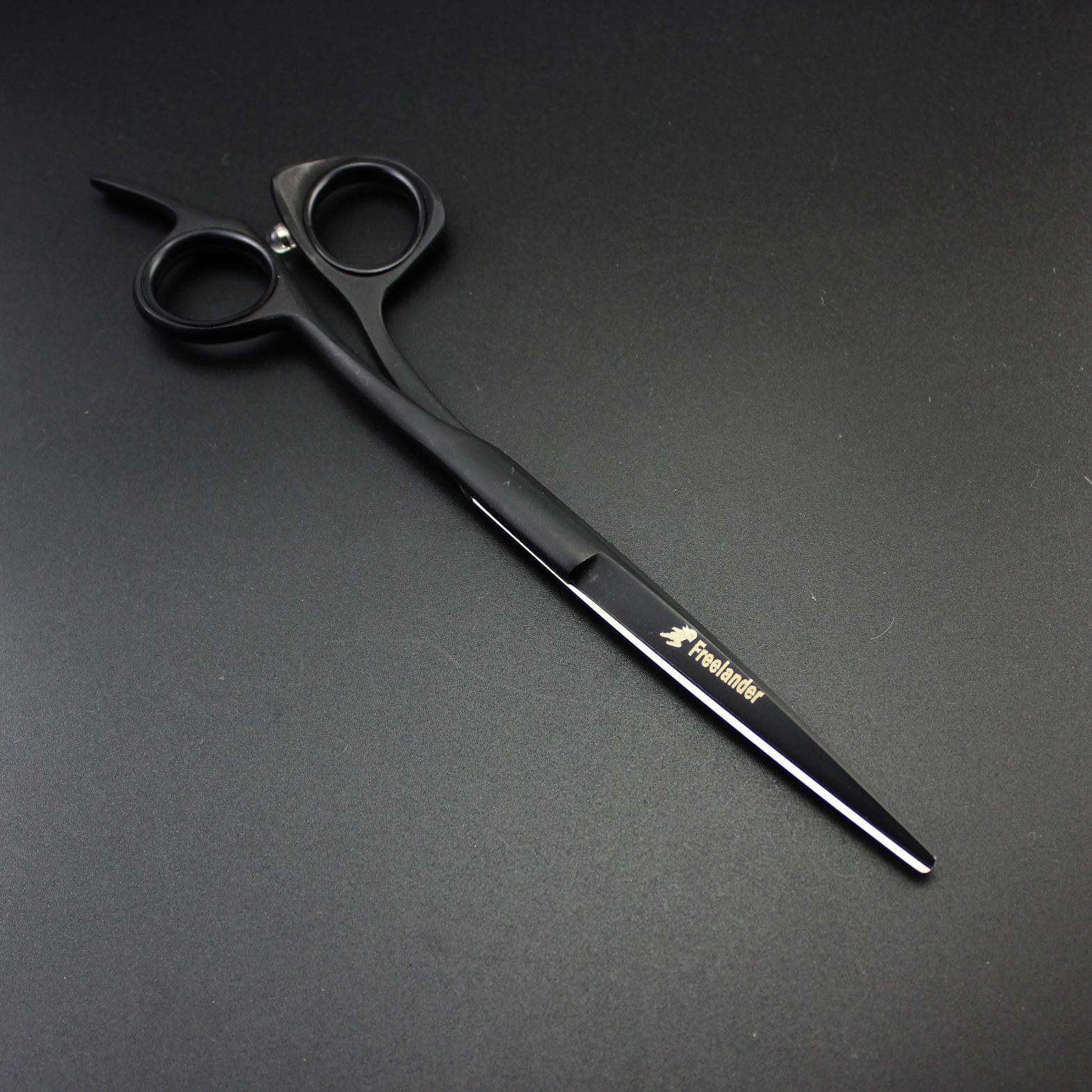Black Blind Hole Professional Hairdressing Scissors: Barber & Bangs Shears 6-inch Black Blind Hole Straight