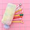 Plush Pencil Case For Girls Kawaii Gradient Color Stationery Storage Bag Zipper Pencil Bag School Office Pouch Purse Storage