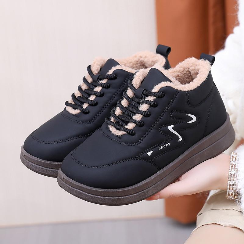 

Плюс Бархатные Толстые Зимние Ботинки Женские Толстоподошвенные Нескользящие Теплые Ботинки-Хлебушки Удобные 35 чёрный