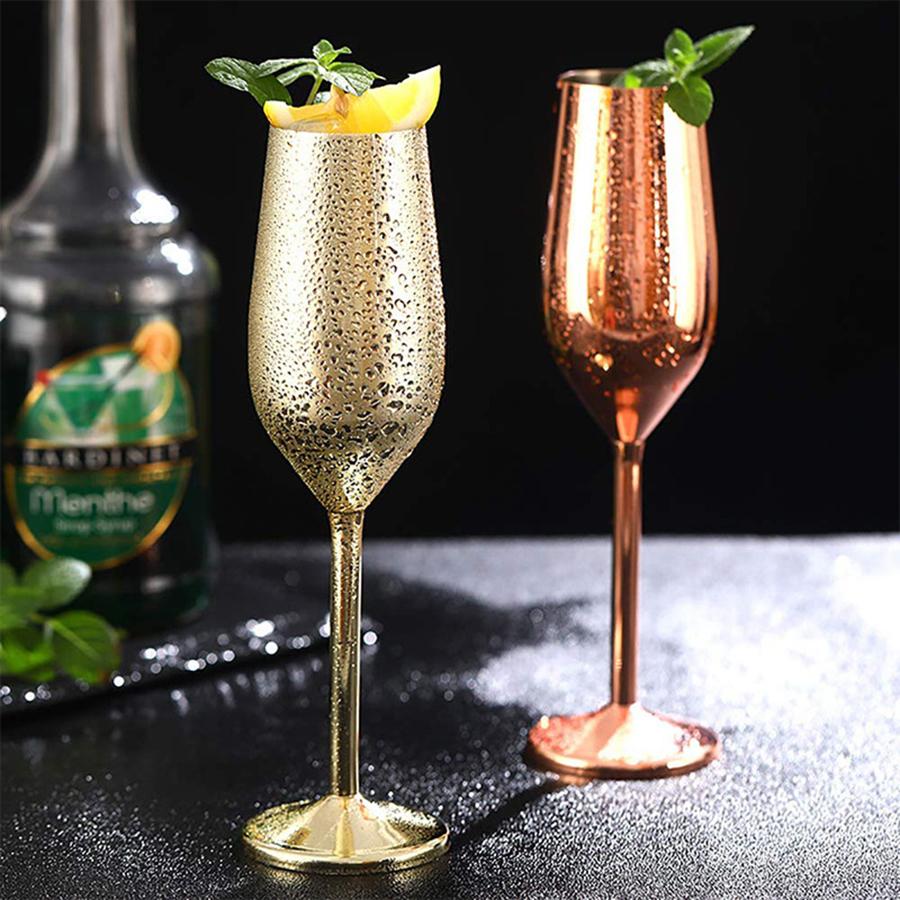 Champagne Cup 6oz Stainless Steel Champagne Flute Metal Wine Goblet Cup Bar Restaurant Goblet Home Bar Party Supplies