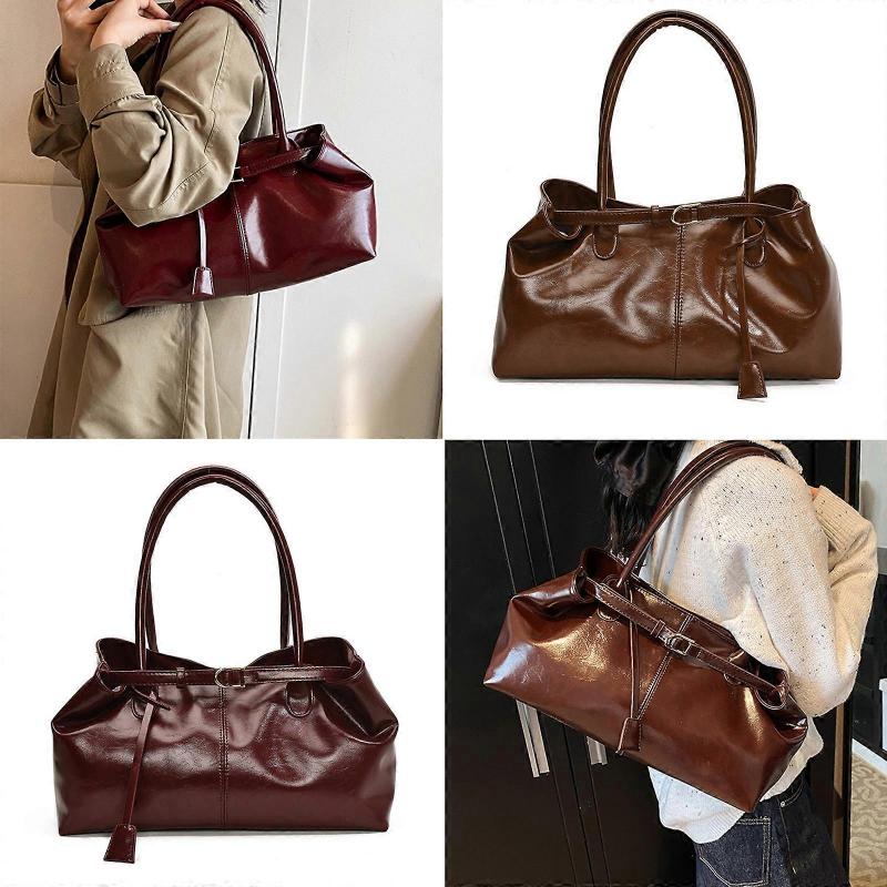 Women Bag Large Capacity Shoulder Bag Top Handle Bag PU Leather Armpit Bag Commuting Bag Underarm Bag for Work Travel  Red