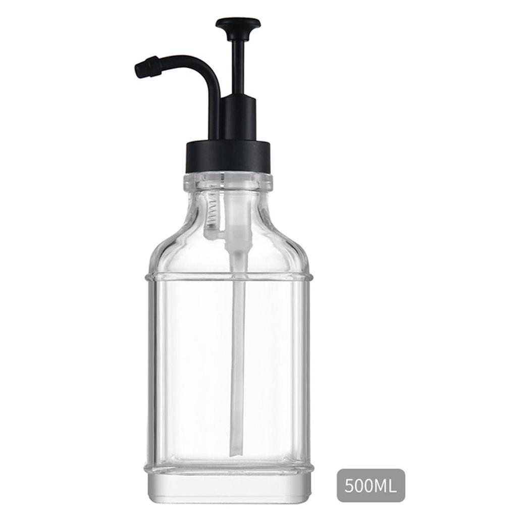 2026 New 500ml Transparent Glass Liquid Dispenser Coffee Syrup Container Bottle with Pumps Soap Dispenser and Bathroom 2pc A