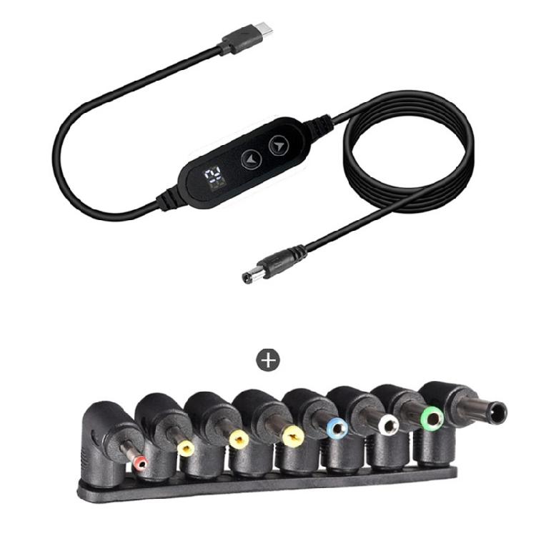 USB C to DC5521 Adapter Cable Charging Cord with 8 Adapter Plugs Optional Supports 5V to 20V for Laptops and More