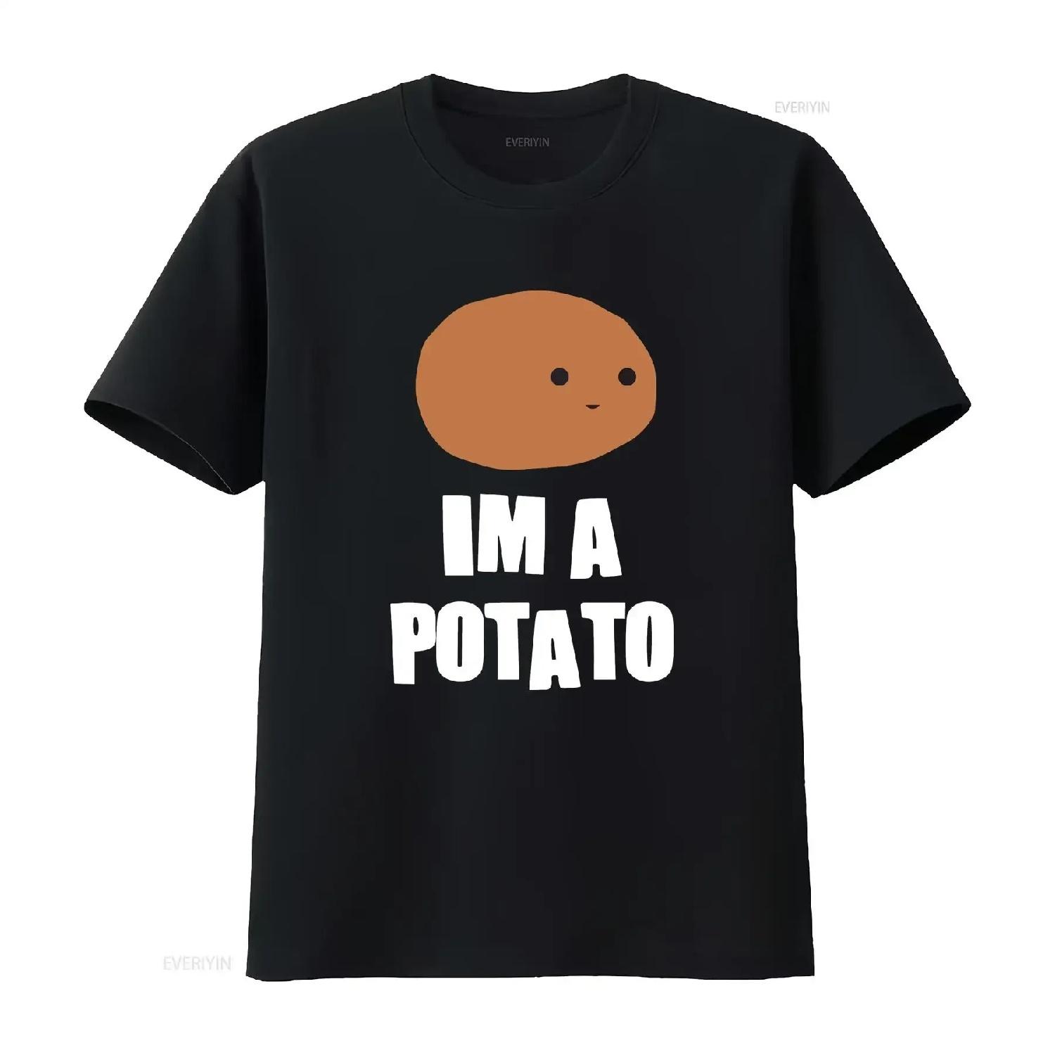 

I m A Potato T shirt Mens Funny Veggie Boys Music Song Uncle Brother Best Friend Party Birthday Christmas Top vintage Washed S чёрный
