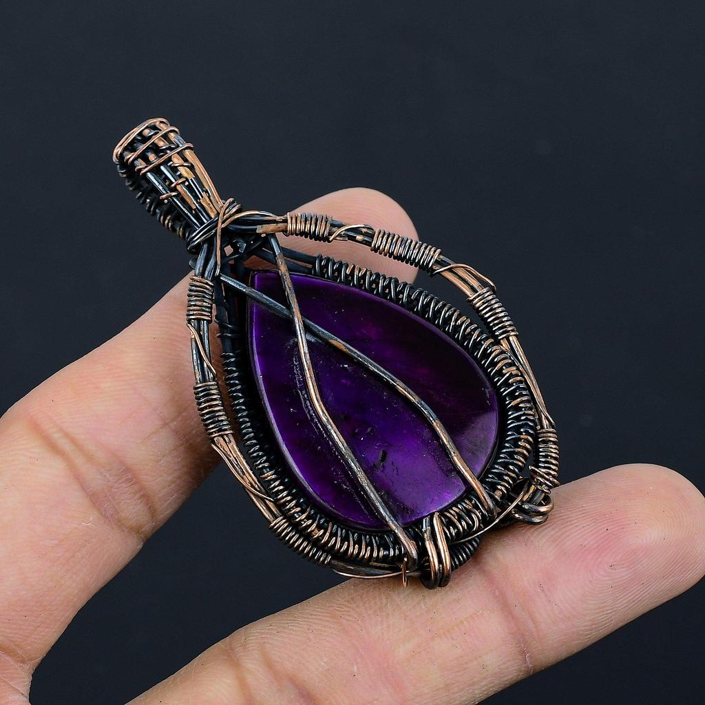 Purple Flash Labradorite Jewelry, 999 Copper Wire Wrapped Pendant Handmade Gemstone Jewelry, Gifts For Wife Brand New Pendant