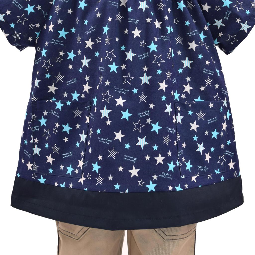 COLORFUL CANDY STYLE Kurzarm-Kittel Brilliant Star Marineblau 2er-Set Jungen Cooler Kurzarm-Kittel Kindergarten-Schürze für Grundschüler