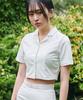 Dear Me Rose Jacquard Crop Shirt [White]