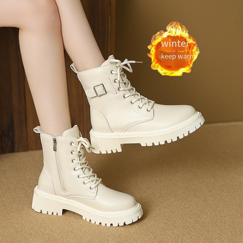 Women’s Winter Boots Fashion Short Boots Girl Black Warm Ankle Boots with Fur Plus Size for Lady