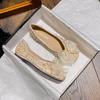 Mode süße Spitze Schleife Ballerinas Damen Designer Perle Schleife flache Schuhe Kristall Perlen Slip-On Loafers Damen Partyschuhe große Größe 43