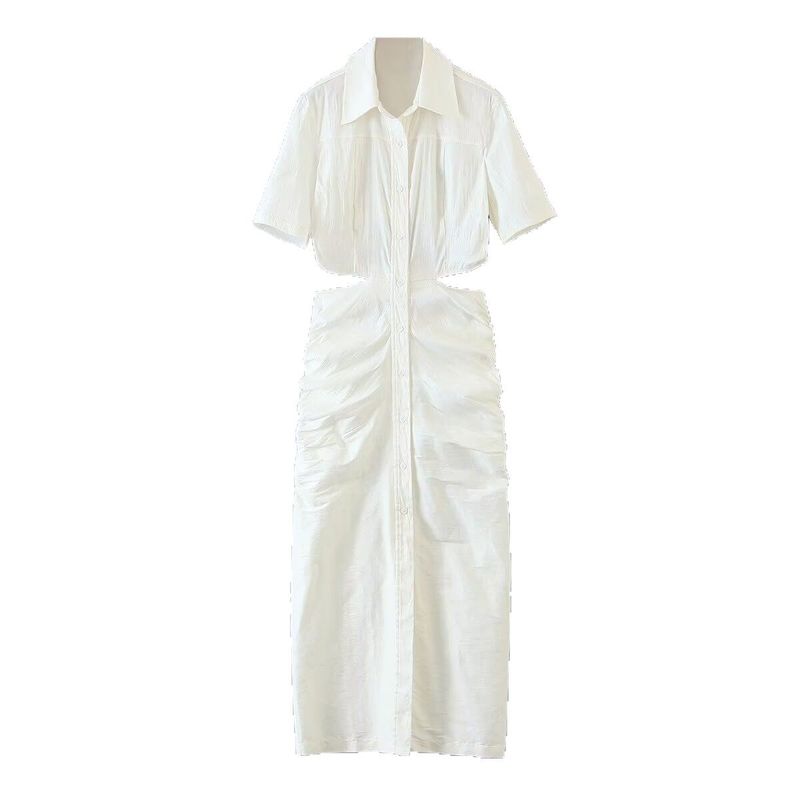 Kaslead New Arrival Women's Clothing Fashion Style Fashion Minimalist Short Sleeve Midriff Outfit Long Dress