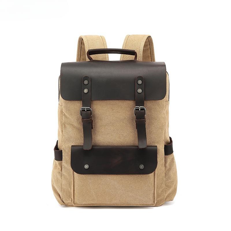 

Дорожная сумка для отдыха, водонепроницаемая холщовая сумка с верхним слоем из кожи, мужской и женский рюкзак для путешествий с компьютером через плечо хаки