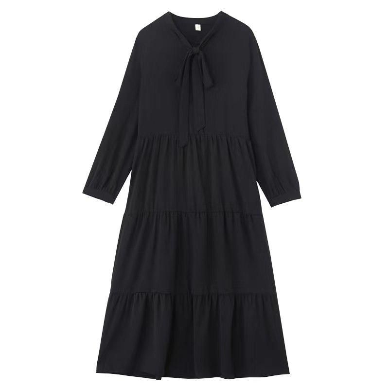 

Hot New 26 Spring Plus Size Slimming Chiffon Long Sleeve Dress - Age-Reducing Pleated Dress for Best Friends 2X Large чёрный
