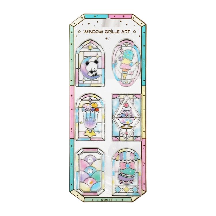 Embossed Stained Glass Window Sticker Decorative PVC Sticker for Notebook Phone Case Scrapbooking Photo Album Decoration 1