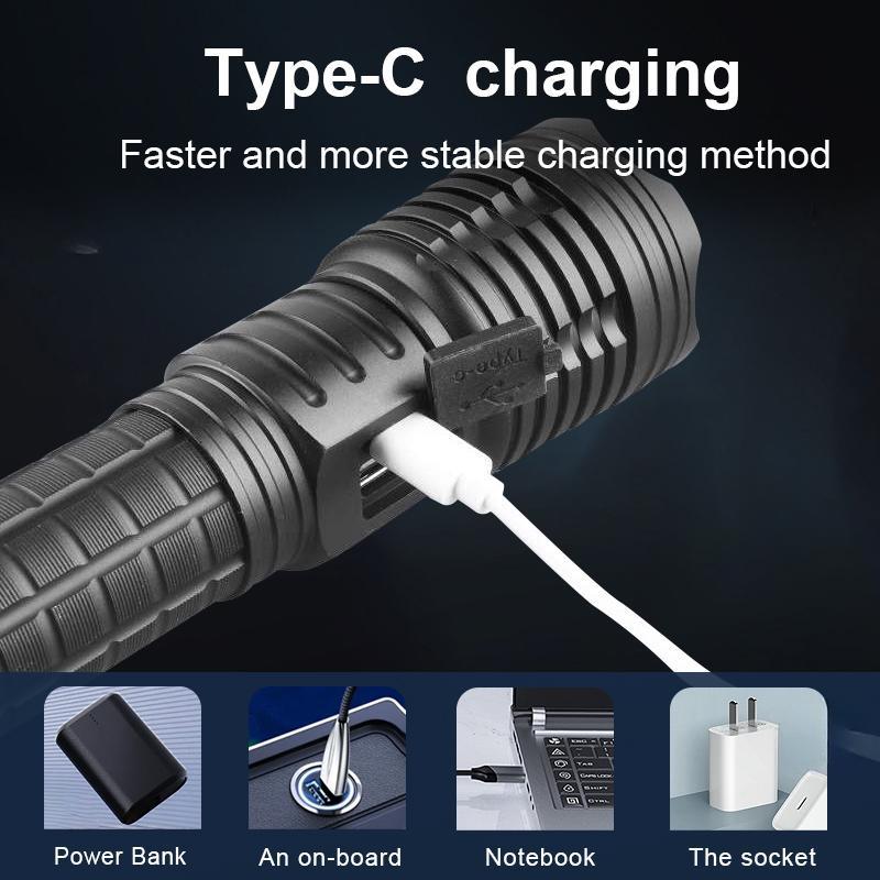 10000mAh High Power LED Flashlights Type-C Rechargeable LED Torch 1500M Ultra Powerful Flashlight Outdoor Lantern