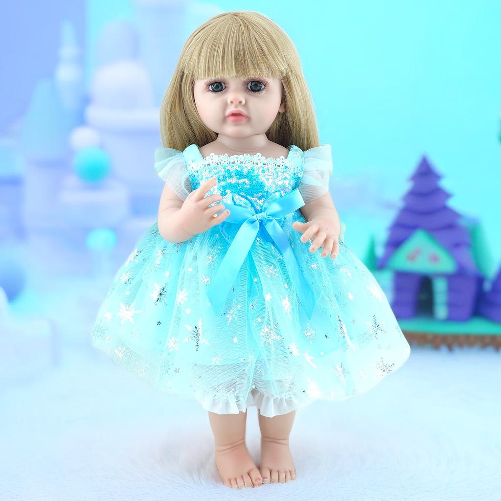 

Soft Vinyl Reborn Baby Doll - Princess Dress-Up Toy for Children небесно-голубой
