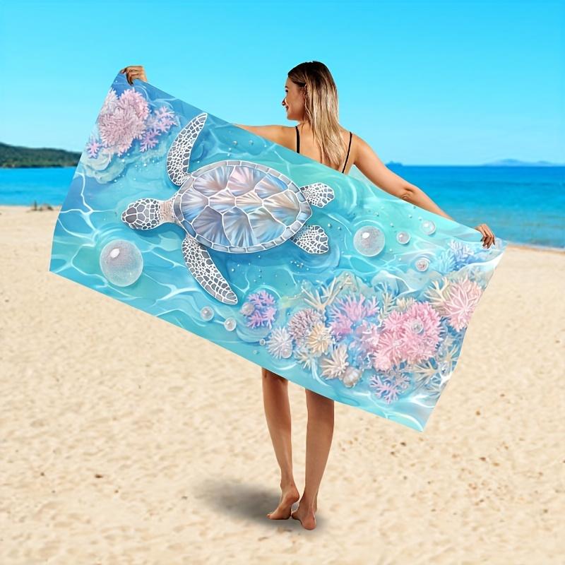 1 Sea Turtle Beach Towel Single Sided 2D Print Soft Microfiber Beach Towel Beach Pool Spa Bathroom Ocean Decor Serene Vibe Gift