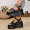Fashion Shoes for Women 2025 Fashion Buckle Strap Women's Sandals Summer Street Sandals Female Wedge Shoes Ladies Punk Platform Pumps
