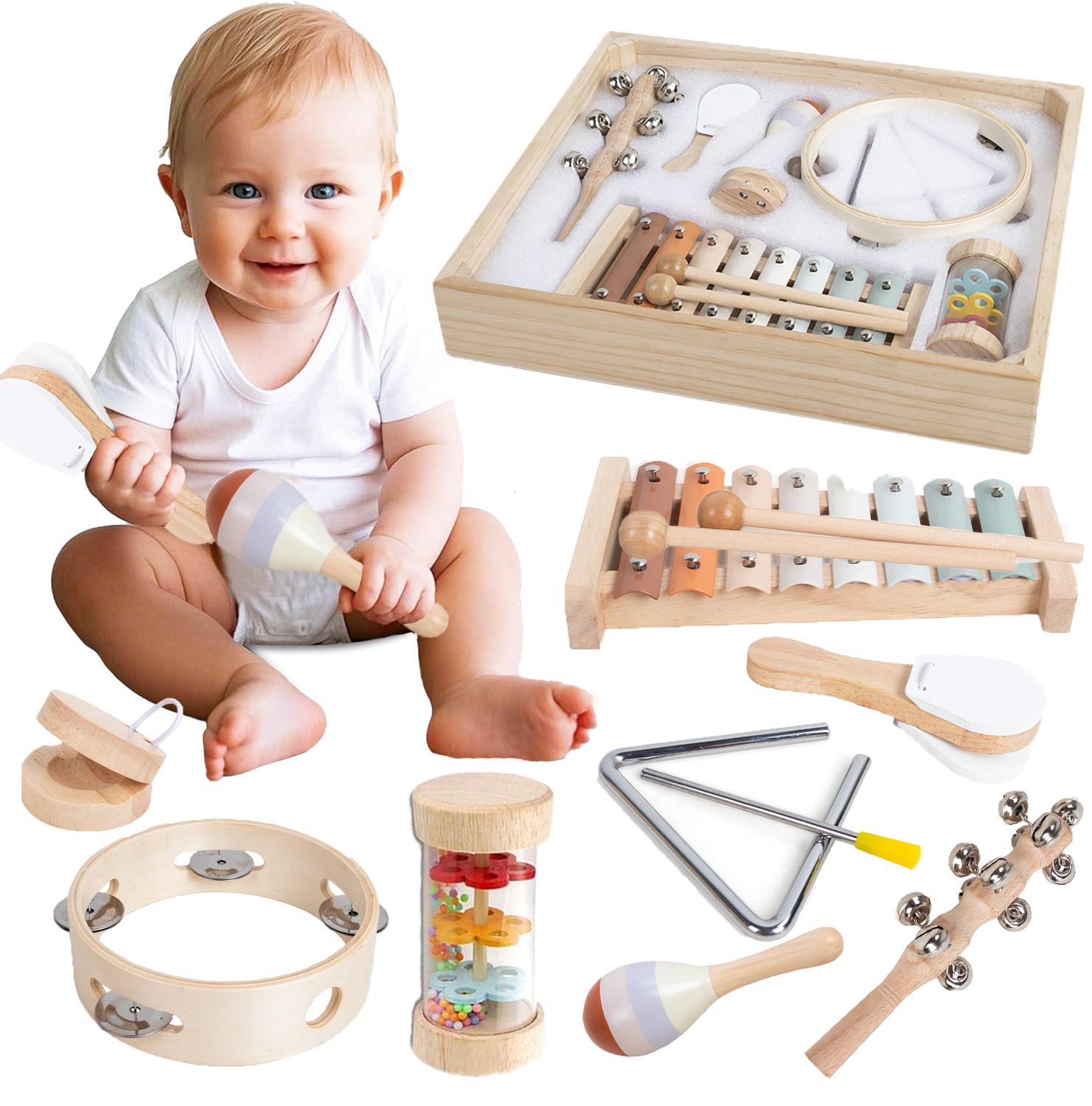 Wucifang Bags Unisex Toddler Toddler Musical Instruments Montessori Wooden 6 / 8Pcs Percussion Instruments Collection Or Children Infant Preschool Learning Musical Toy
