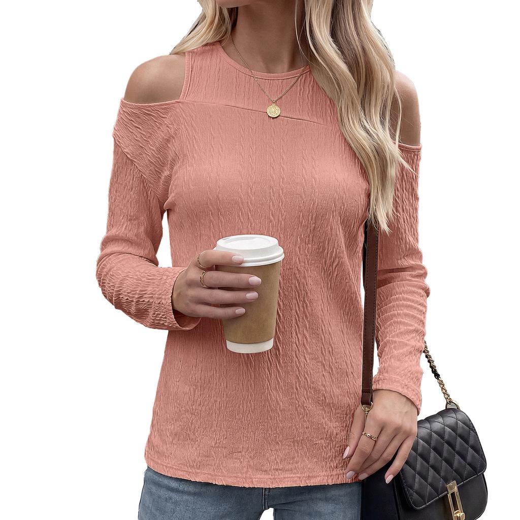 Fall/Winter New Style Round-neck Sleeveless Loose Long-Sleeved T-shirt Casual Top for Women