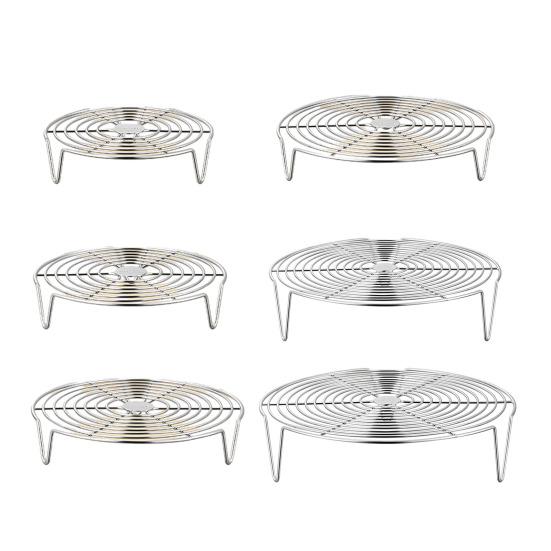 Stainless Steel Round Steamer Rack Dishwasher Safe Multifunction Baking Steaming Roasting Cooking Rack Kitchen Gadget