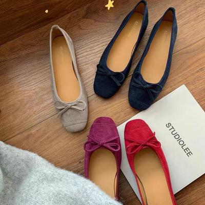 Temperamento clásico, cabeza redonda para ir al trabajo, lazo de boca poco profunda, zapatos sencillos estilo bailarina para mujer