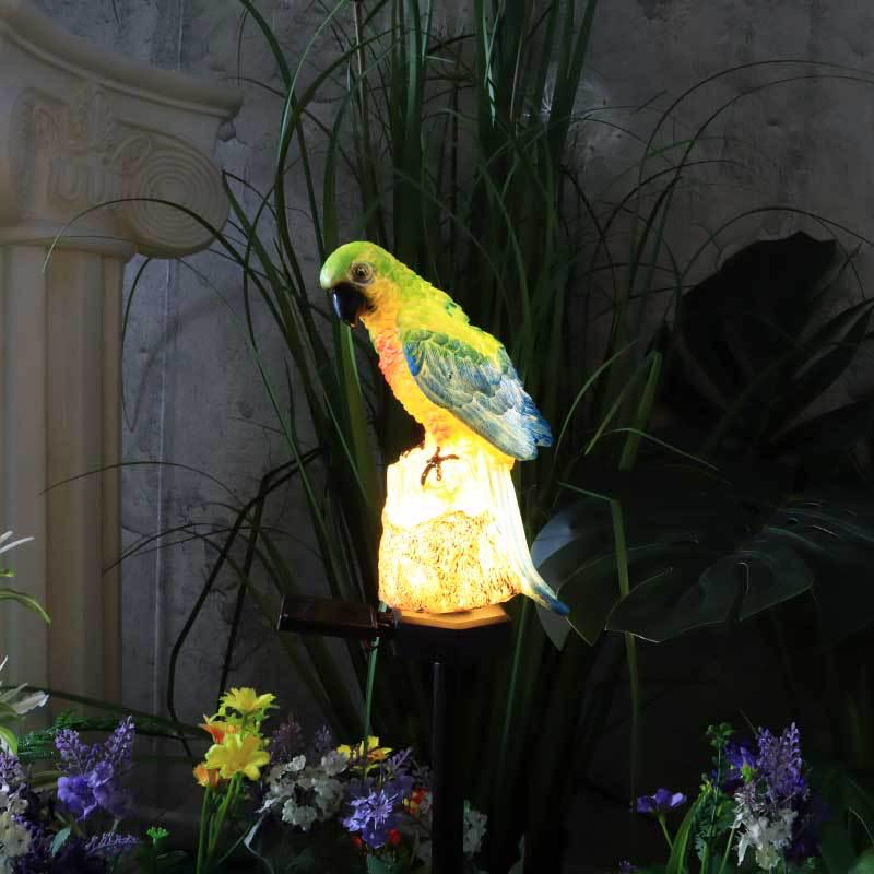 Cross-border Solar Resin Parrot Lawn Lamp - Outdoor Decorative Ground Light