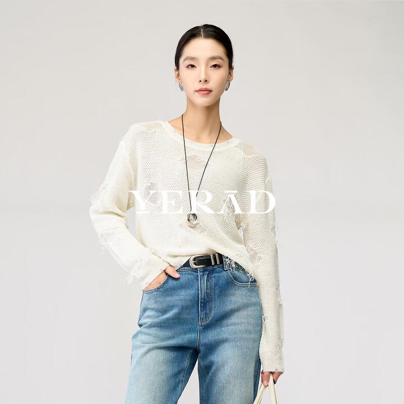 Women s Loose Hollow-Out Knit Sweater L