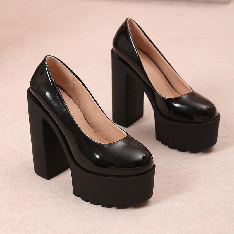 

Fashion Super High Heel Shoes Summer New Round Head Shallow Mouth Set Foot Waterproof Platform Anti-slip Wear-resistant Thick Heel Shoes 42