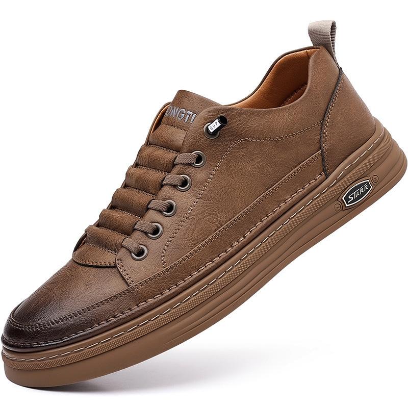 Autumn New Men's Shoes Men's Casual Board Shoes Light Luxury Versatile Soft-soled Casual Leather Shoes Fashion Trendy Shoes