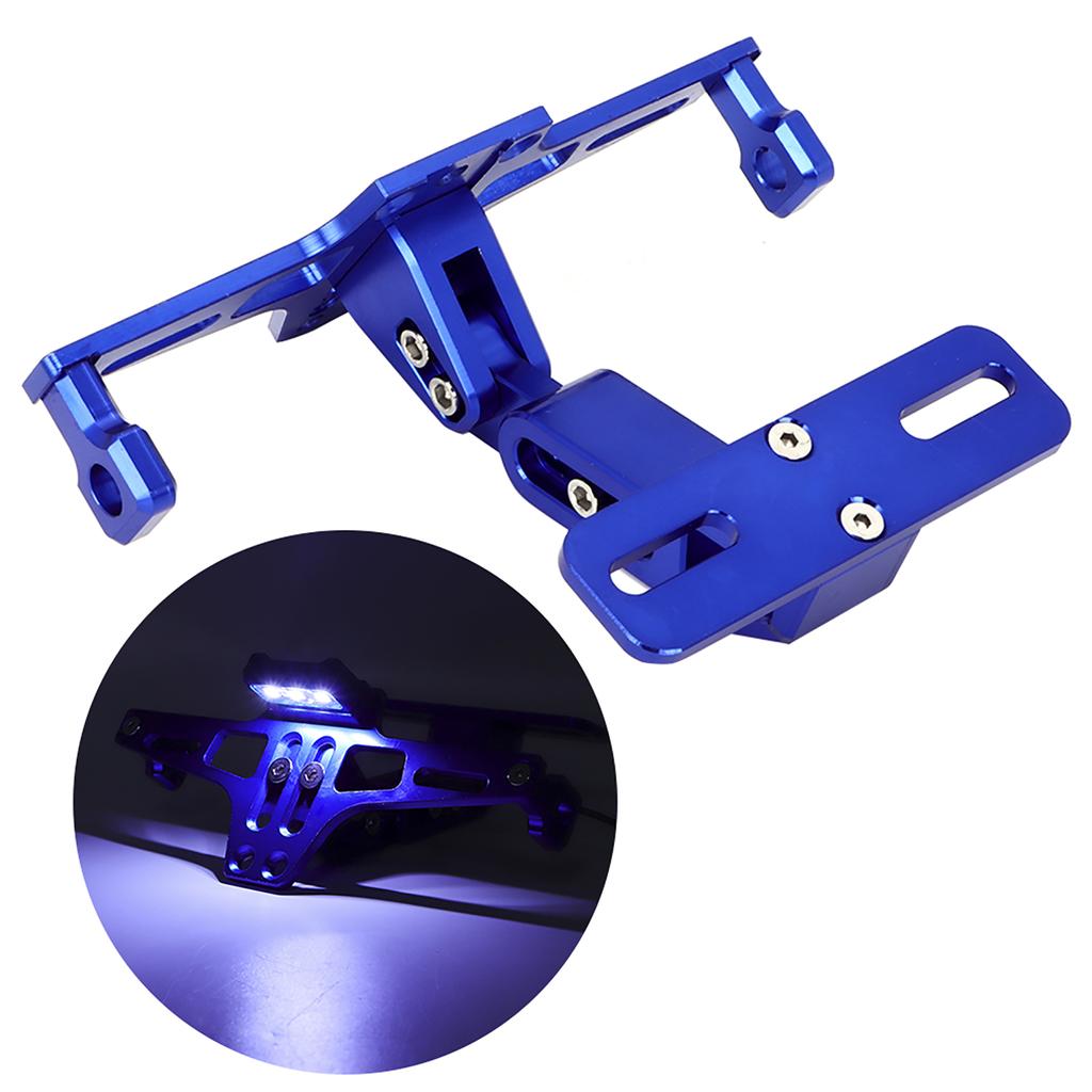 Telescopic Aluminum Alloy Bracket License Plate Holder with LED Light for Motorcycle