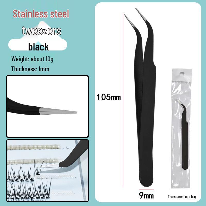 Colorful Stainless Steel Curved Tweezers for False Eyelashes and Planner Clips