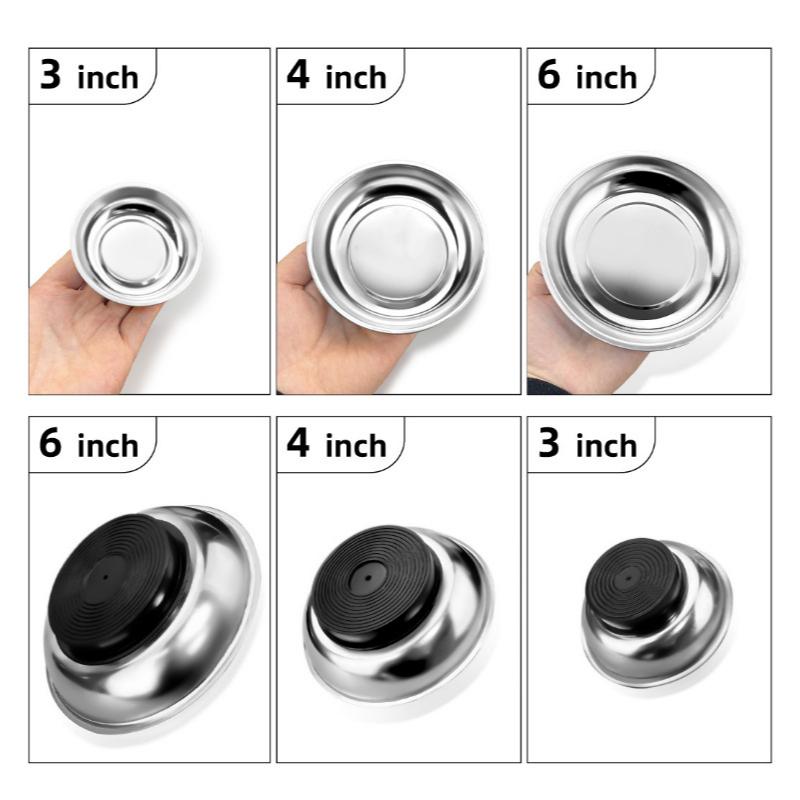 Circular Magnetic Tray Stainless Steel Parts Bowl Screw Storage Tool for Auto Repair with Strong Suction Pad Tools Organizer