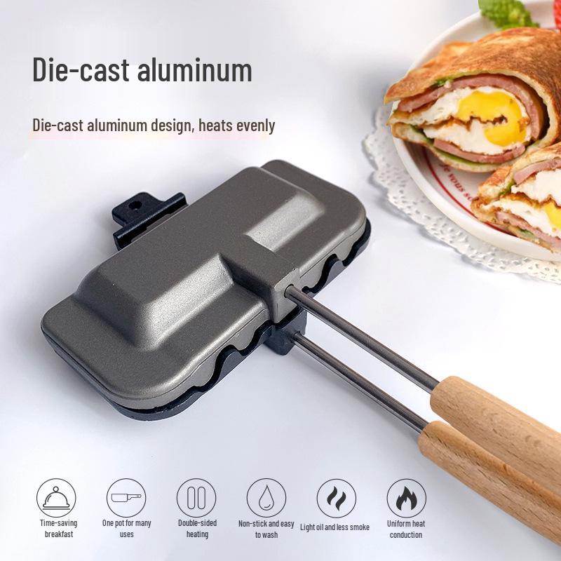 Aluminum Alloy Non-Stick Double-Sided Sandwich and Cake Grill Pan for Outdoor Use