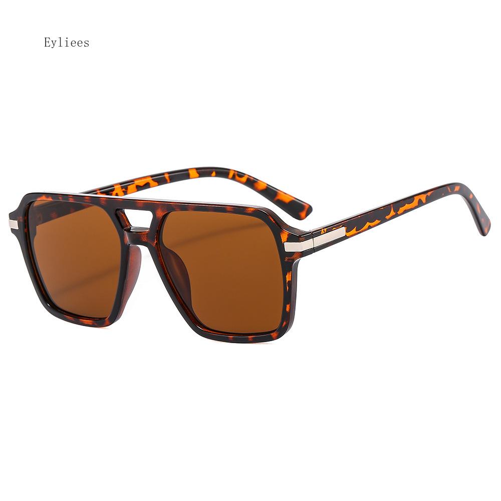 Classic Square Sunglasses Men Women Vintage New Fashion Brown Double Bridges Female Sunglasses Ins Popular Oversized Shades