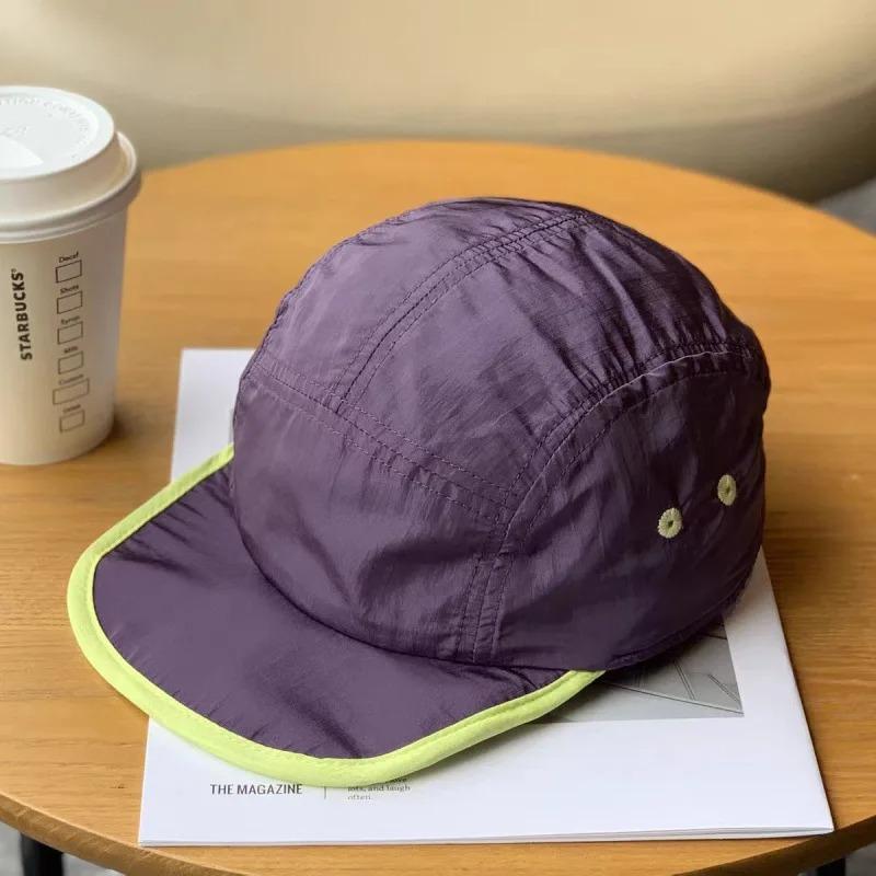 

Summer Outdoor Riding Baseball Cap - Sunscreen Quick-drying Light Breathable Retro Soft Brim 5-panel Hat, for Men Outdoor Sports Adjustable фиолетовый