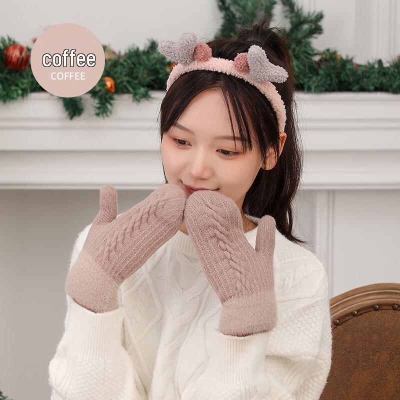 

Warm Plush Double-Layer Full-Finger Gloves