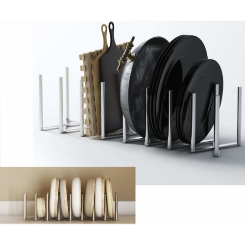 Miao's Studio Miaoinchs Studio Lid Storage, Under-Sink Extendable Pot Lid & Pan Stand, Dish Storage, Dish Drainer, for Dish Racks (1 piece)
