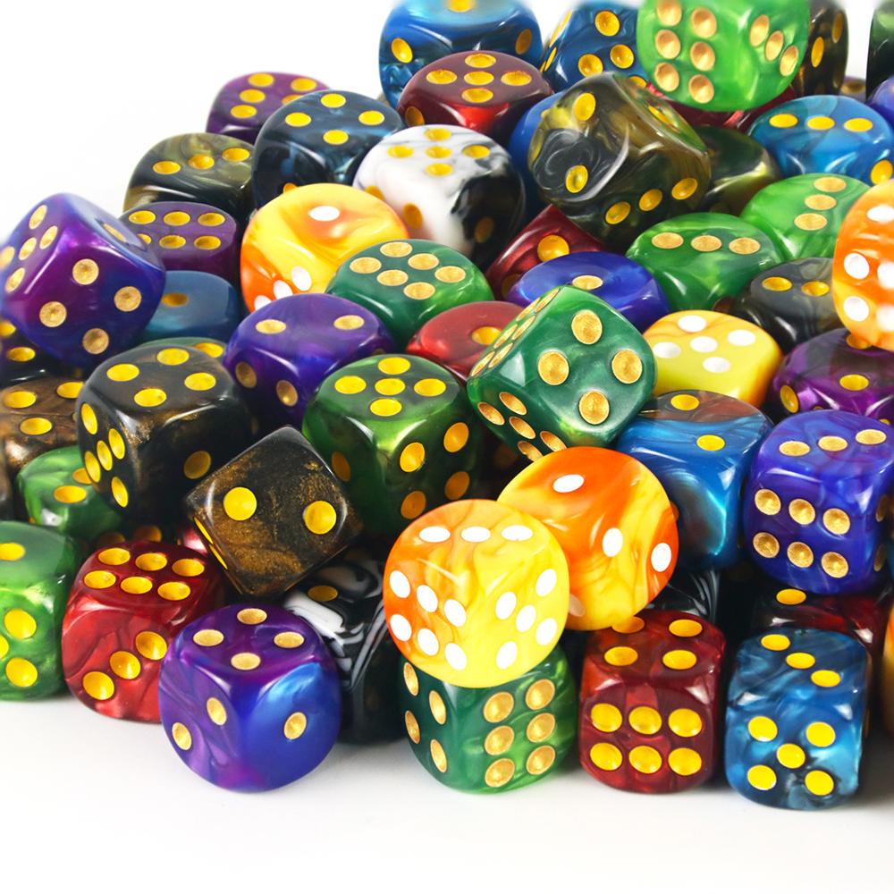 Mix Color Effect 12mm D6 Cube Playing for Gambling Board Game,Tabletop Game, Games Poker Dice
