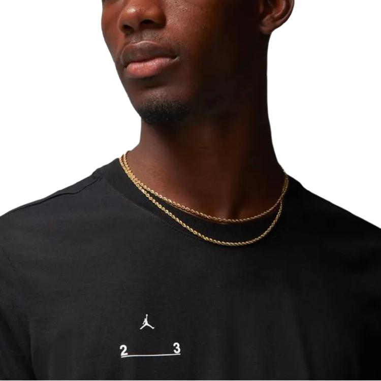Jordan Logo Printed Straight Cut Crew Neck Pullover Short Sleeve T-Shirt Men Tops Black DQ7358-010