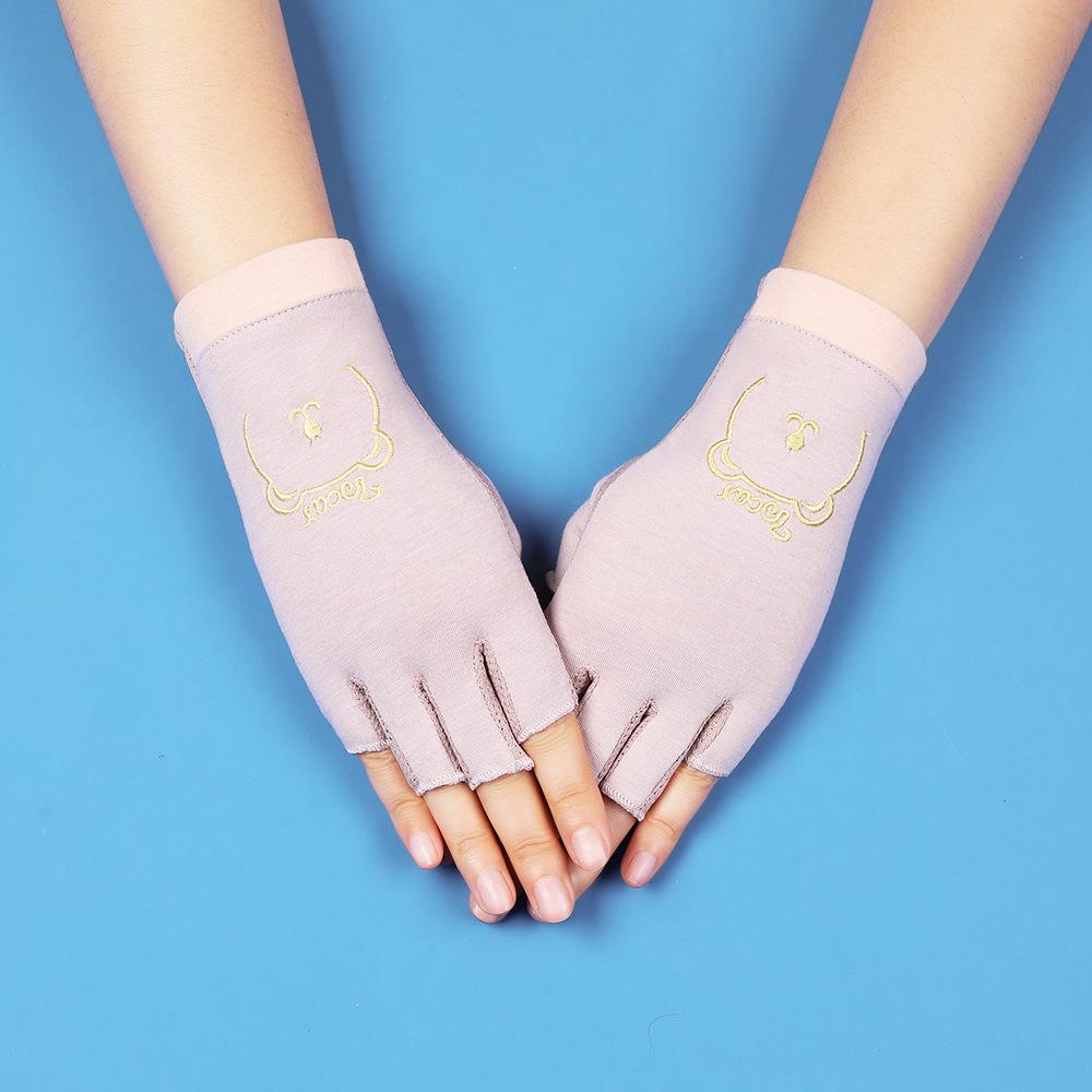 Sunscreen Gloves with Thin Fingers for Women In Summer Driving and Riding Anti Slip UV Tea Picking Manicure Half Finger Gloves