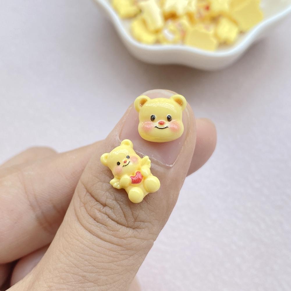 50Pcs Cute Mini Cartoon Bear Nail Art Resin Designer Charms DIY Craft For Nail 3D Decorations Jewelry