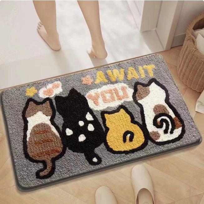 Modern Minimalist Cashmere Skin-friendly Floor Mat, Comfortable and Soft Non-slip Bathroom Floor Mat for Shower Rooms