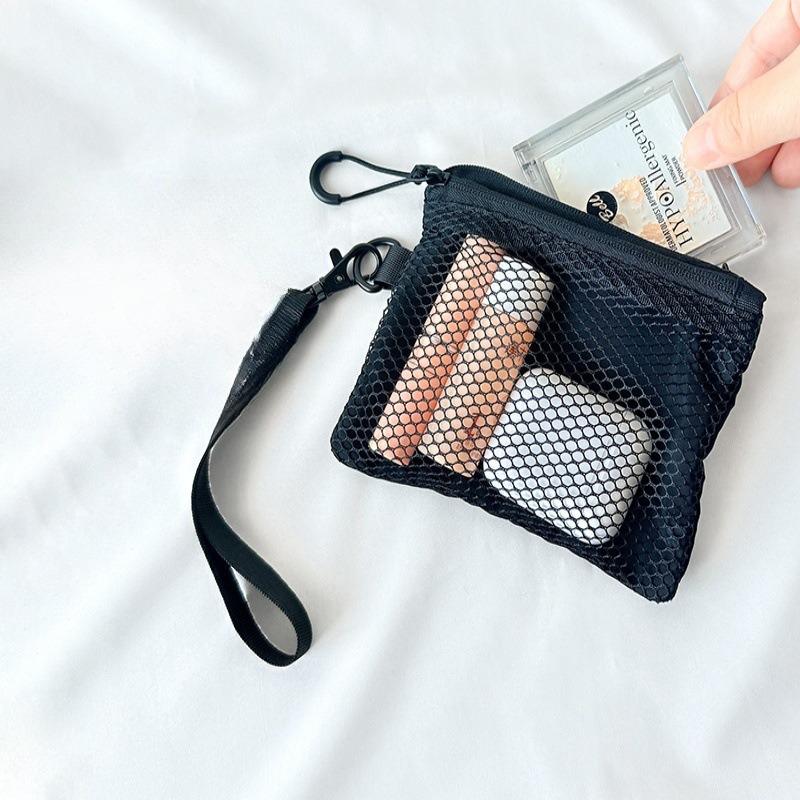 Mesh Double Zipper Travel Toiletry Bag, Portable Breathable Cosmetic Organizer, Compact Toiletry Pouch for Men Women