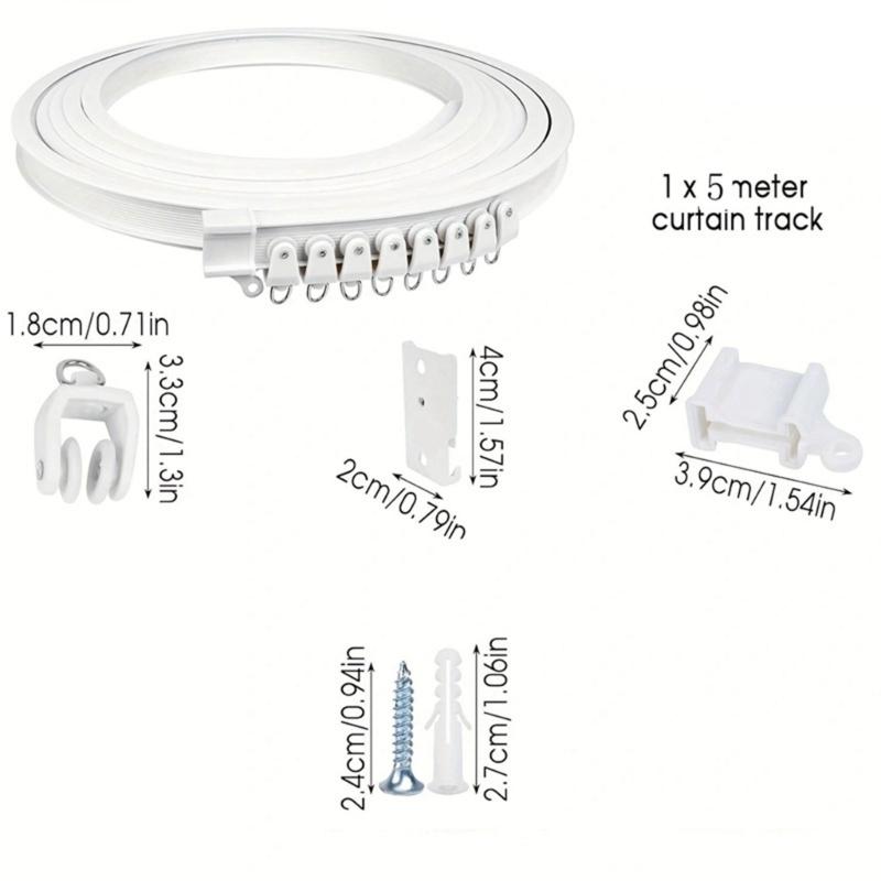 Flexible Curtain Rails 3Meter Ceiling Curtain Track with Rollers Clip Kits for Window Treatments In Homes and Offices
