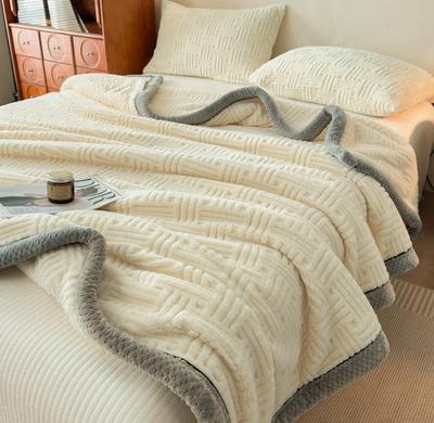Luxury Solid Color Coral Fleece Blanket Soft Plush Striped Pattern Spring Autumn Throw Blanket for Sofa,office Nap,bed,bedspread