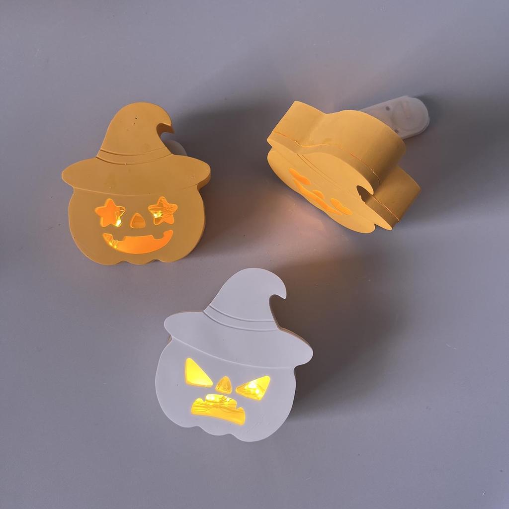 Pumpkin Silicone Mould White Emoticon Pumpkin Mold Halloween Light Mold Compact Plaster Drip Mold For Halloween Party Birthday