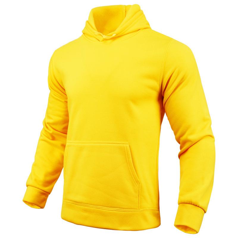 Unisex Fleece Hoodie: Solid Color Men’s Pullover, Sports Casual Long-Sleeved Top.